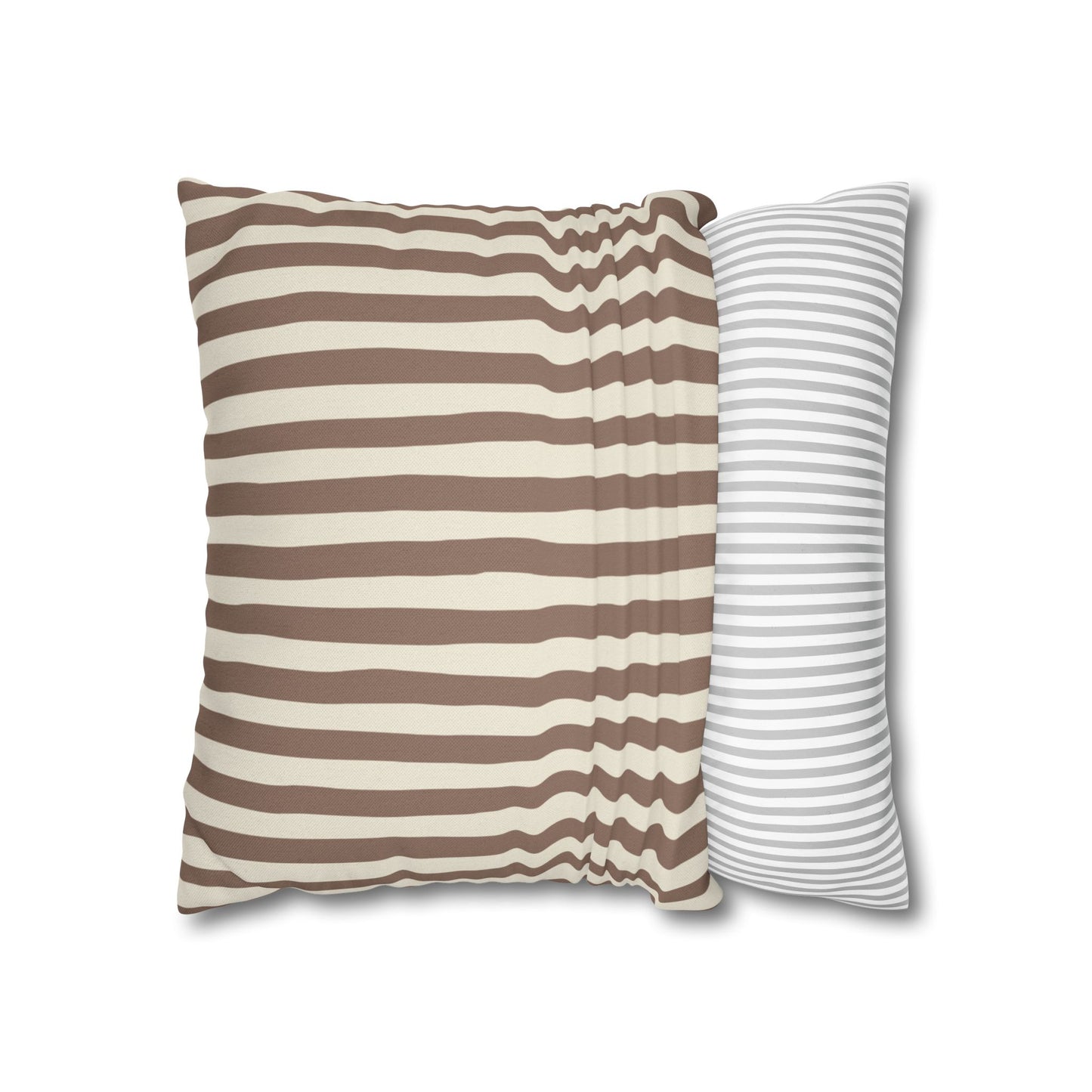 Mocha brown striped with brown and beige stripes on a white background.