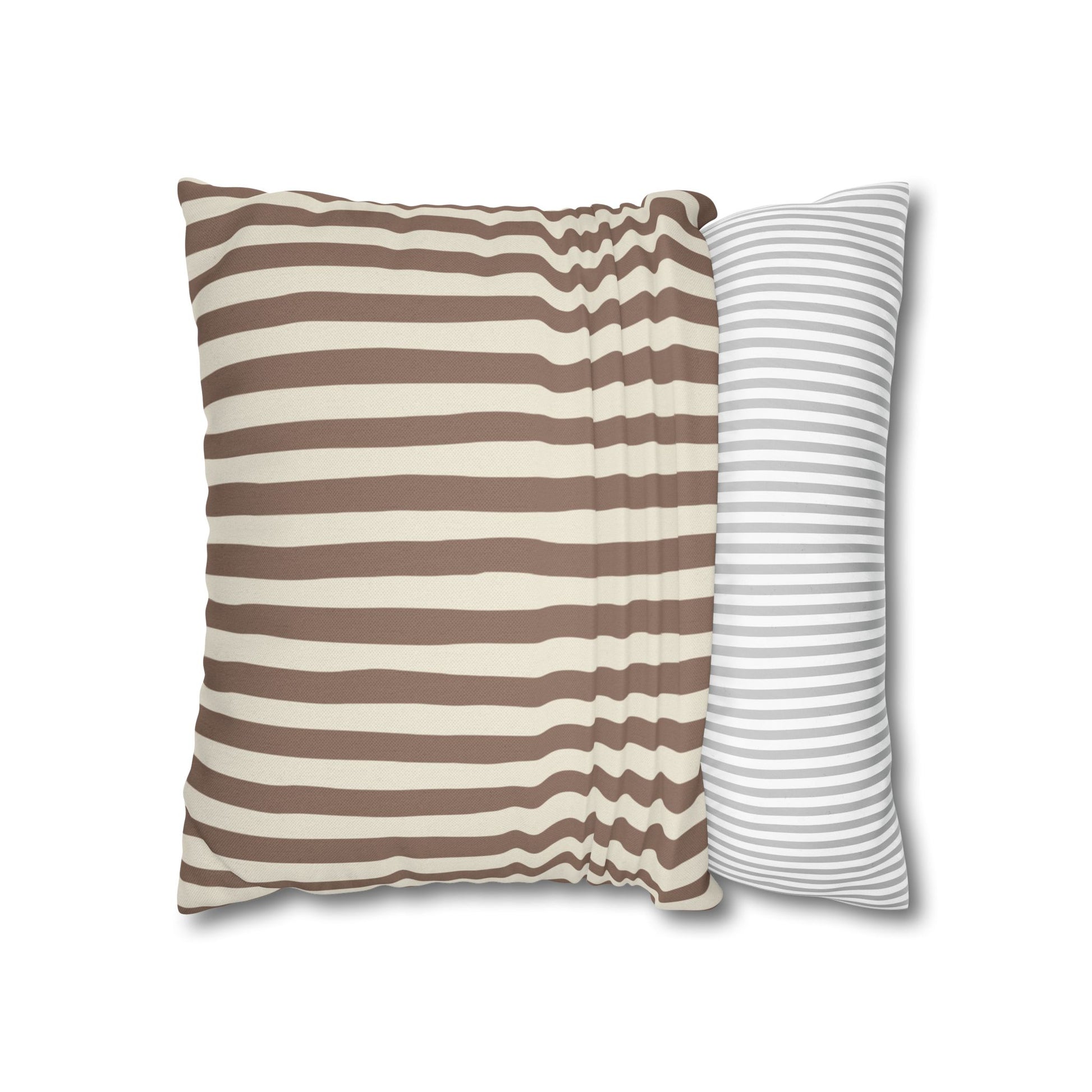 Mocha brown striped with brown and beige stripes on a white background.