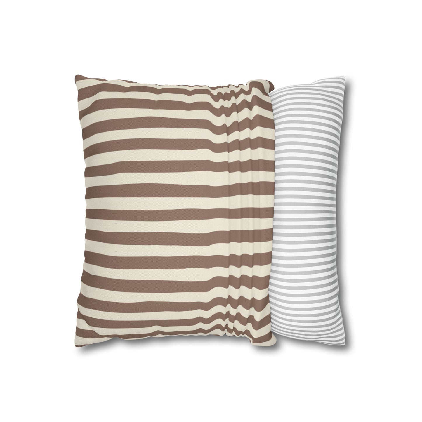 Mocha  brown and beige pillowcase on a white background.