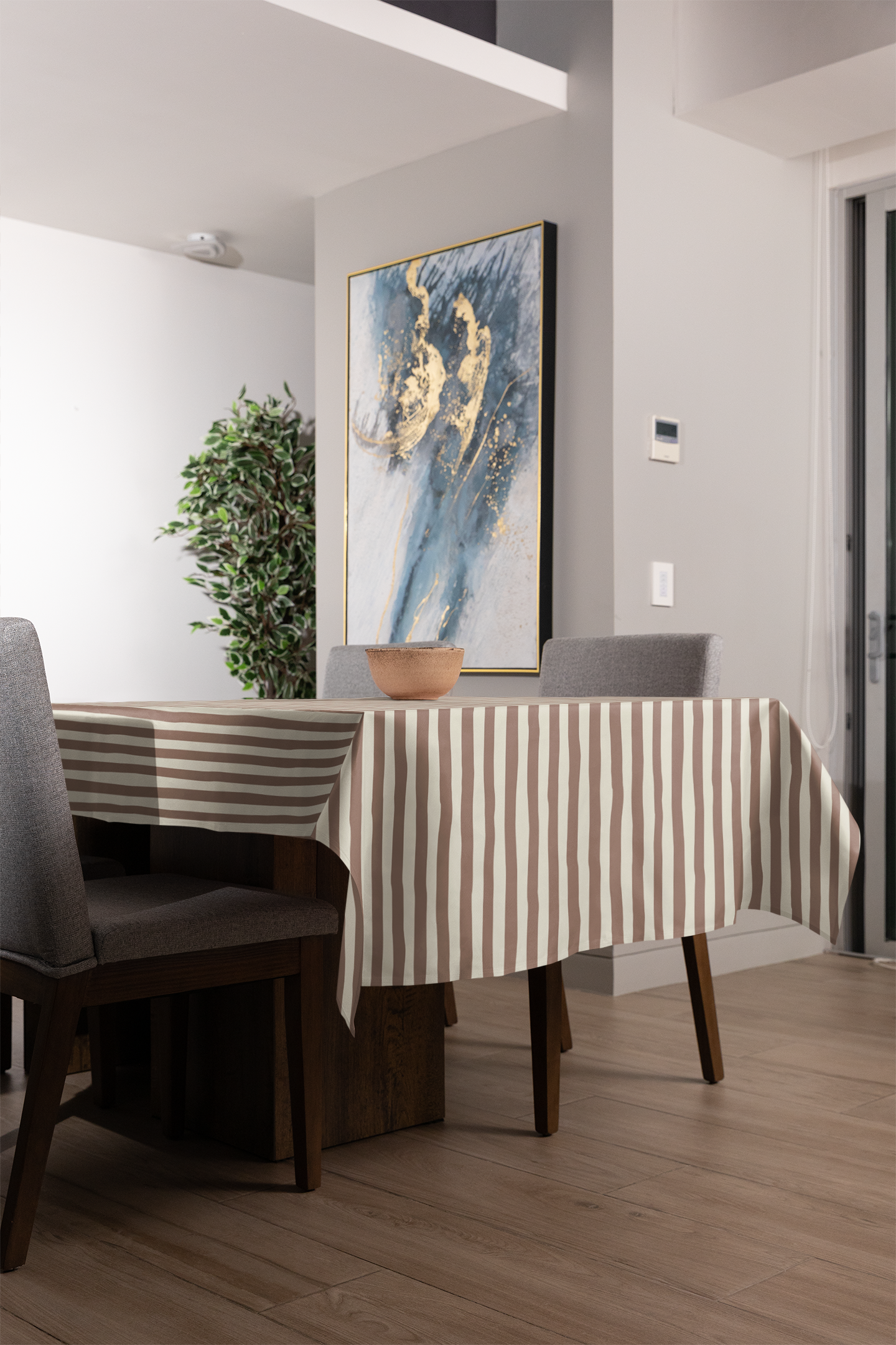 Mocha Striped Tablecloth 100% Cotton Twill Tablecloth, 58" × 58" and 58" × 102" Sizes, Striped Brown Style Tablecloth, Thanksgiving Tablecloth, Fall / Brown Tablecloth, Wedding Table Linen, Birthday Tablecloth