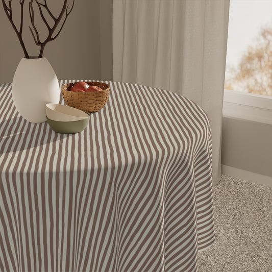 Mocha Striped Tablecloth 100% Cotton Twill Tablecloth, 58" × 58" and 58" × 102" Sizes, Striped Brown Style Tablecloth, Thanksgiving Tablecloth, Fall / Brown Tablecloth, Wedding Table Linen, Birthday Tablecloth
