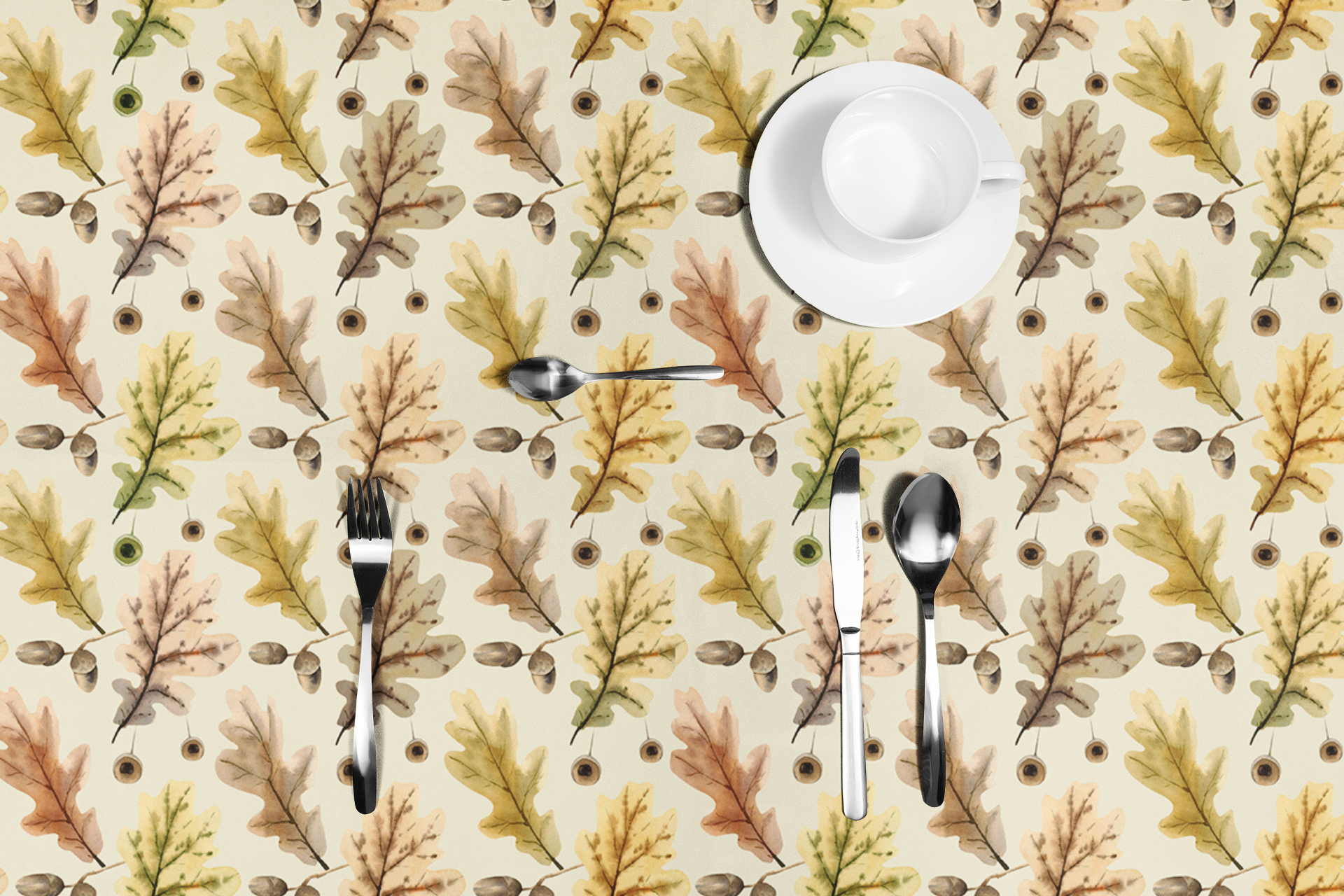 Oak Leaves Tablecloth - 100% Cotton Twill Tablecloth, 58" × 58" and 58" × 102" Sizes, Fall Autumn Oak Leaves Tablecloth, Thanksgiving Tablecloth, Fall / Autumn Tablecloth, Halloween Party Tablecloth