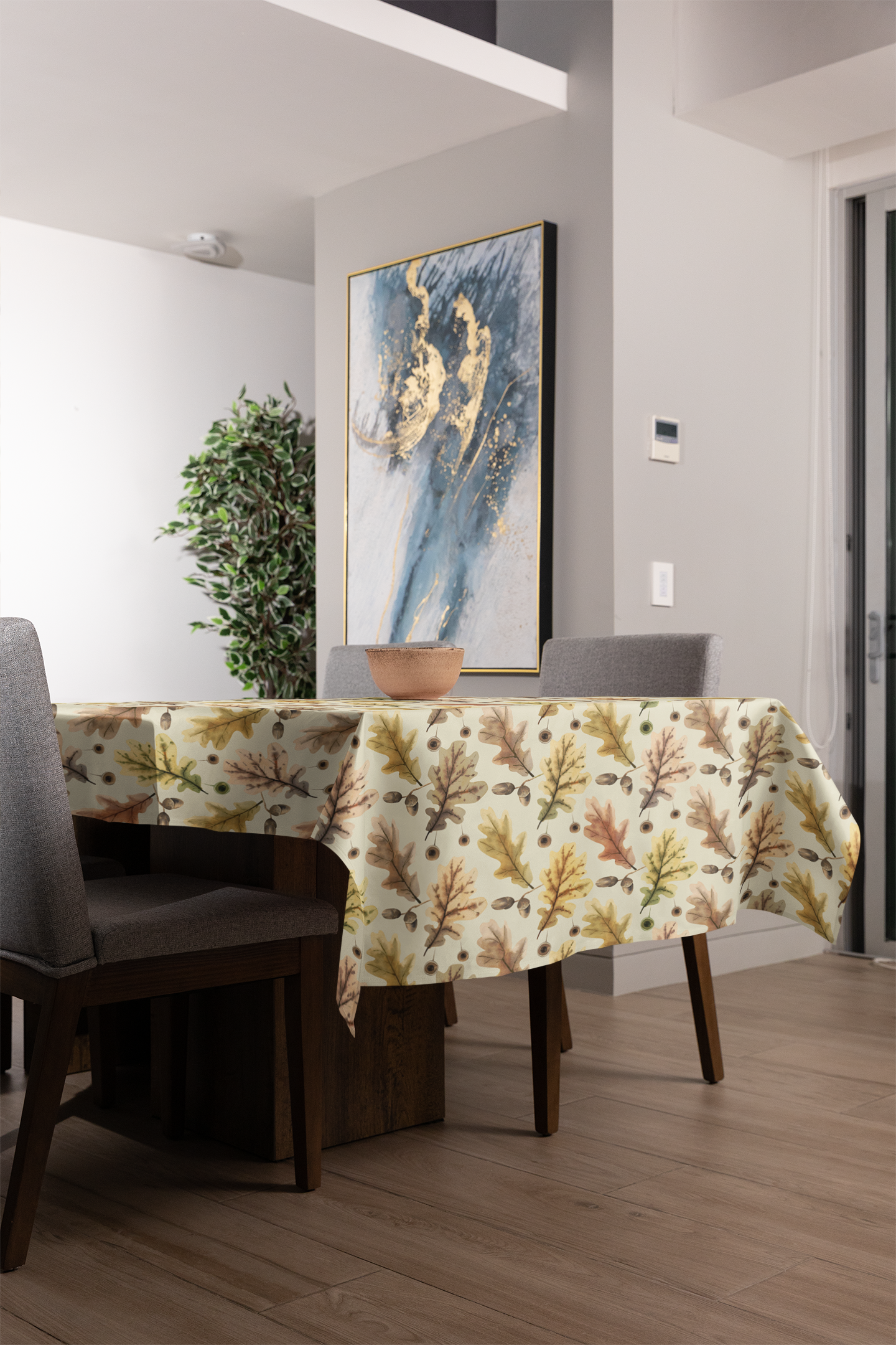 Oak Leaves Tablecloth - 100% Cotton Twill Tablecloth, 58" × 58" and 58" × 102" Sizes, Fall Autumn Oak Leaves Tablecloth, Thanksgiving Tablecloth, Fall / Autumn Tablecloth, Halloween Party Tablecloth