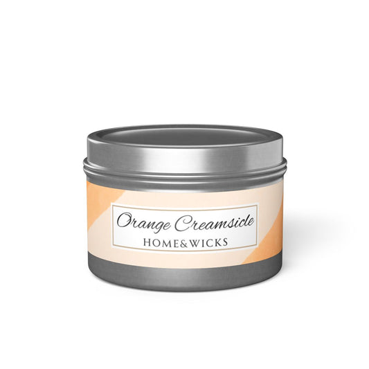 Orange Creamsicle Coconut Soy Wax Candle, 4 oz. Silver Tin Jar with Lid - Summer Candle, Orange Scented Candle, Gourmand Scented Candle