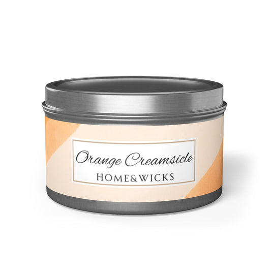 Orange Creamsicle Coconut Soy Wax Candle, 8 oz. Silver Tin Jar with Lid - Summer Candle, Orange Scented Candle, Gourmand Scented Candle