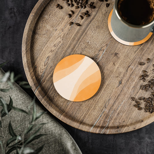 Orange Creamsicle - Round Hardboard Coaster, Cork Backed  - 3.75" x 3.75" - Perfect for Modern Decor and Gifts - Priced per coaster