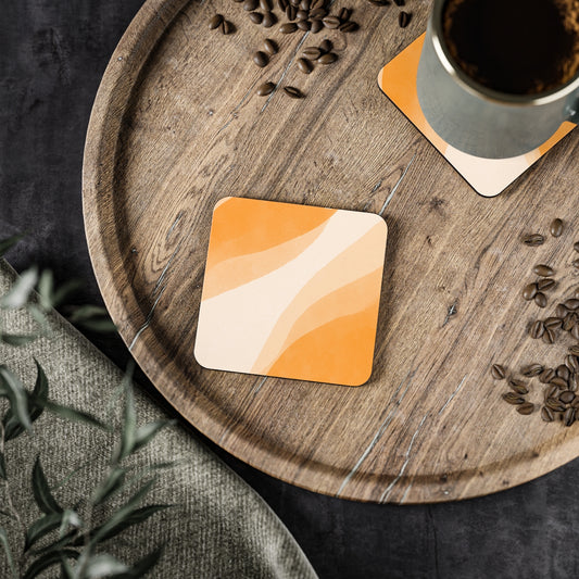 Orange Creamsicle - Square Hardboard Coaster, Cork Backed  - 3.75" x 3.75" - Perfect for Modern Decor and Gifts - Priced per coaster