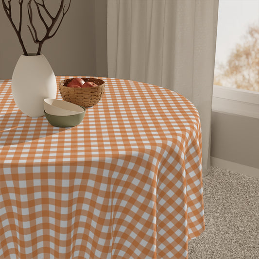 Orange Gingham Tablecloth - 58" × 58" and 58" × 102" Sizes, Orange Checked Gingham Tablecloth, Orange & White Tablecloth, Orange Checked Tablecloth, Halloween Table Linen, Birthday Tablecloth, Farmhouse Decor, Picnic Table Tablecloth