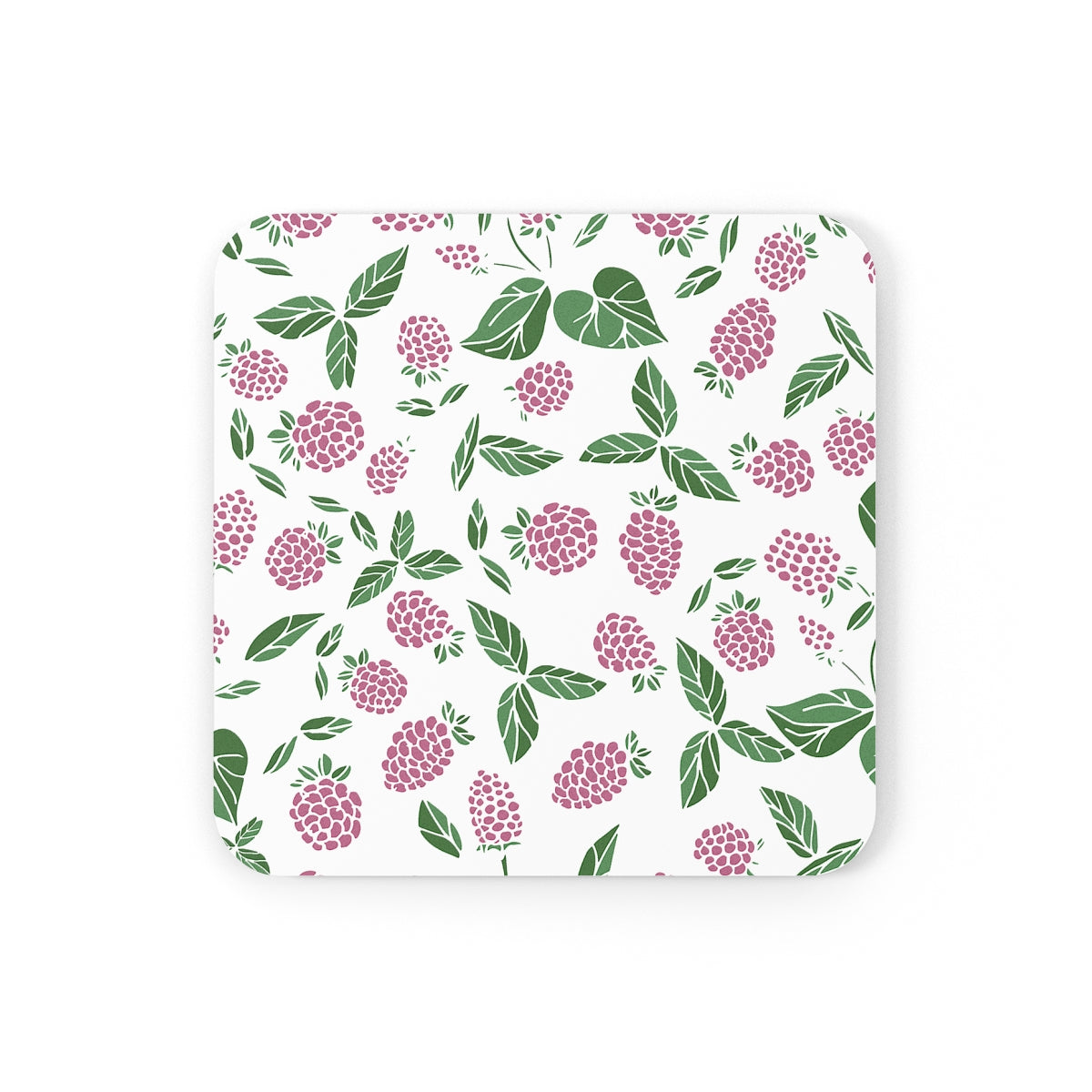 Pink Berry - Square Hardboard Coaster, Cork Backed  - 3.75" x 3.75" - Perfect for Home Decor and Gifts - Priced per coaster
