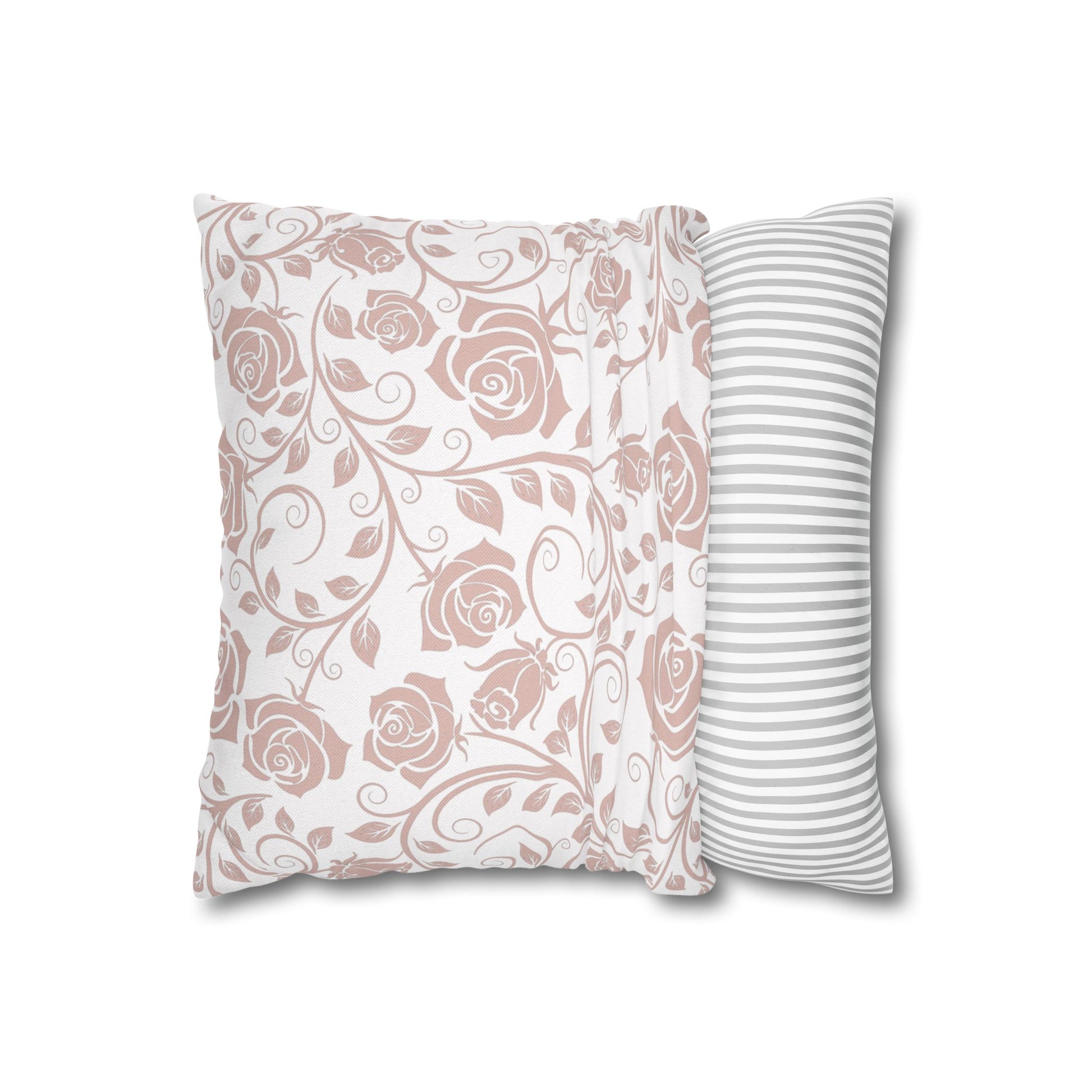 Pink Roses pillowcase cover for decorative throw pillow on a white background