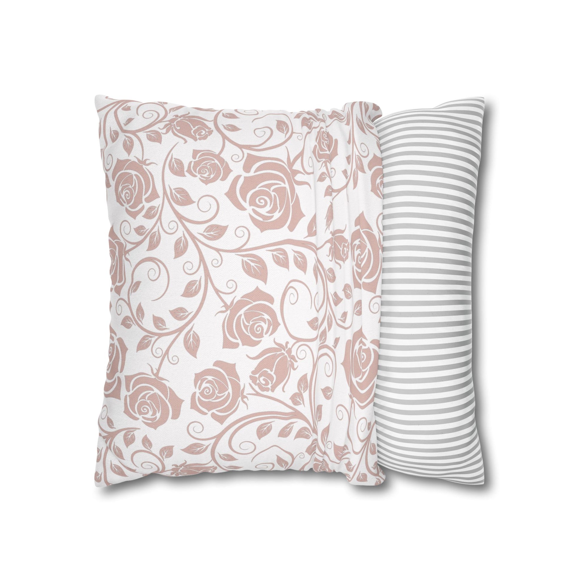 Pink Roses decorative pillowcase cover on a white background