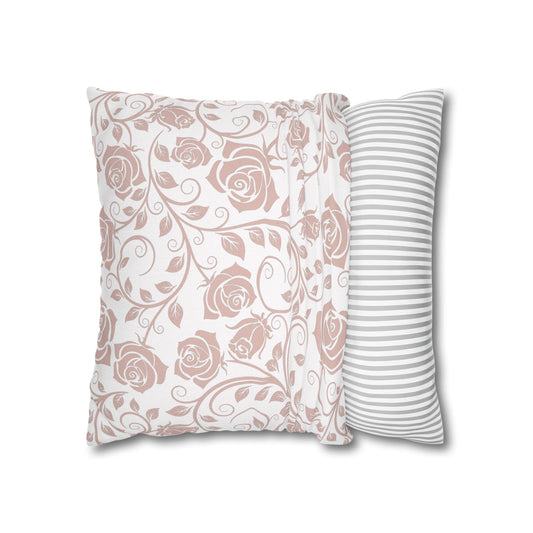 Pink Roses decorative pillowcase cover on a white background
