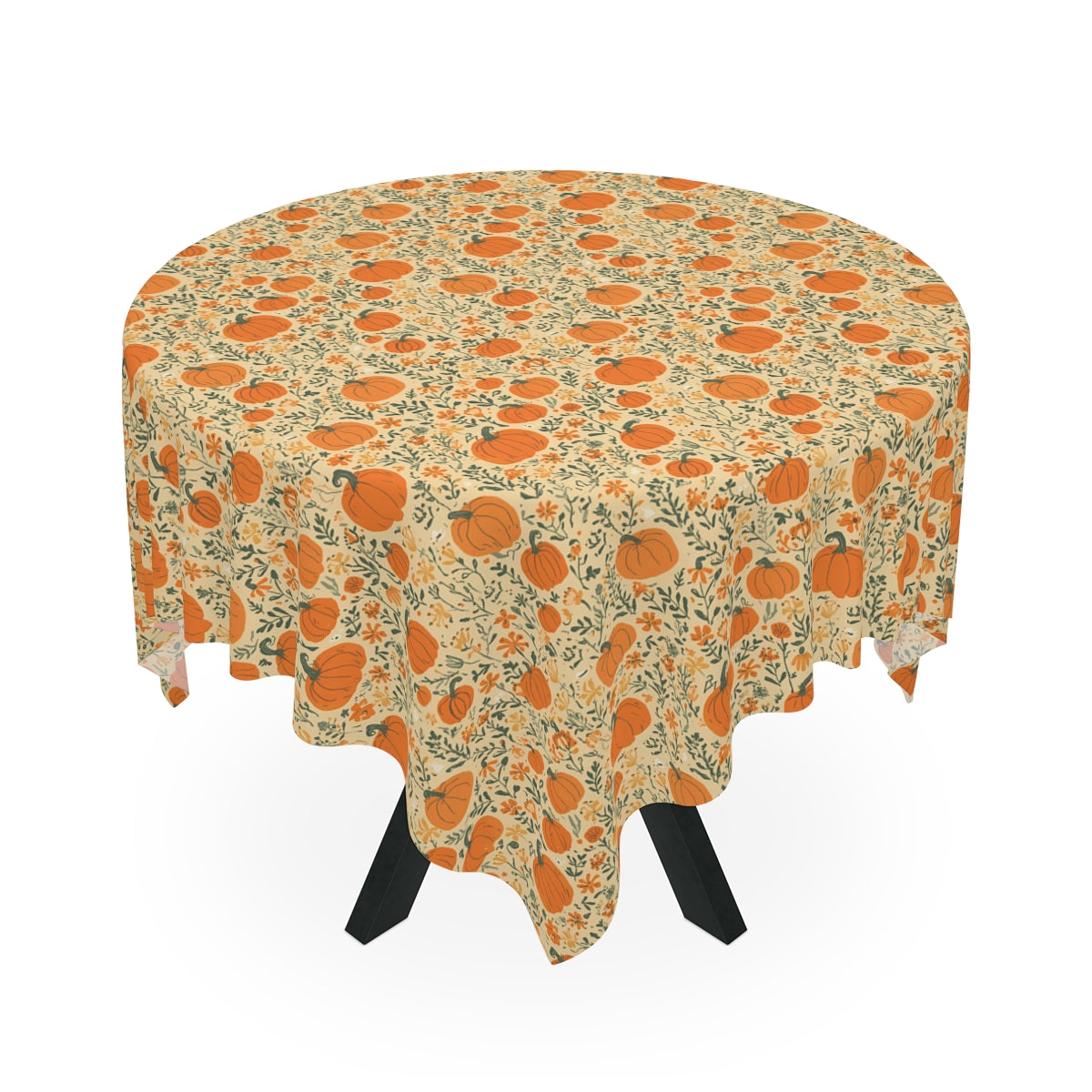 Pumpkin Garden Tablecloth, 100% Cotton Twill Tablecloth, 58" × 58" and 58" × 102" Sizes, Fall Autumn Pumpkins Design Tablecloth, Thanksgiving Tablecloth, Fall /Orange Tablecloth, Halloween Tablecloth