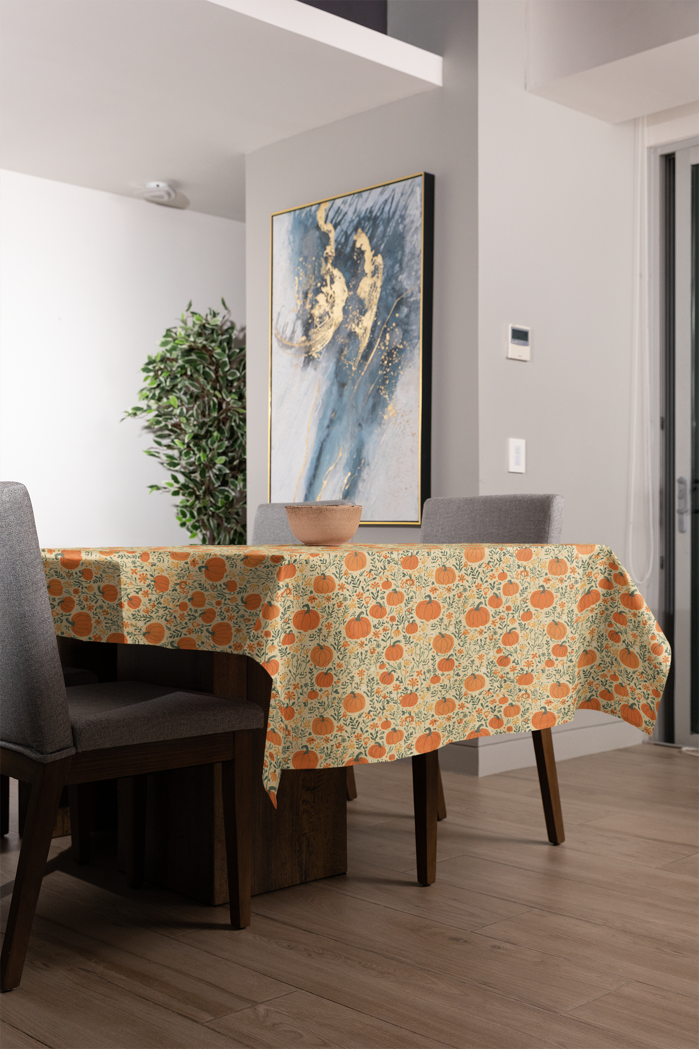 Pumpkin Garden Tablecloth, 100% Cotton Twill Tablecloth, 58" × 58" and 58" × 102" Sizes, Fall Autumn Pumpkins Design Tablecloth, Thanksgiving Tablecloth, Fall /Orange Tablecloth, Halloween Tablecloth