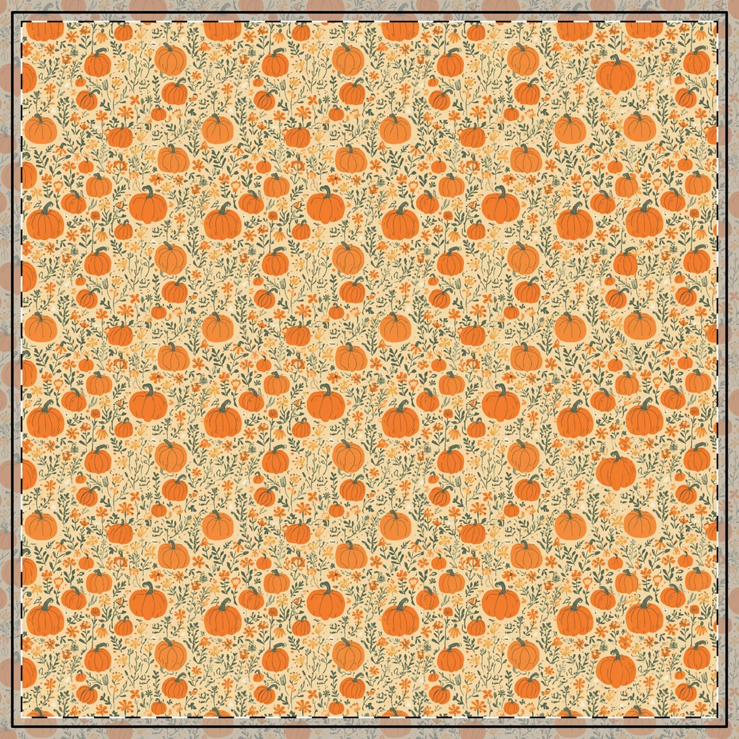 Pumpkin Garden Tablecloth, 100% Cotton Twill Tablecloth, 58" × 58" and 58" × 102" Sizes, Fall Autumn Pumpkins Design Tablecloth, Thanksgiving Tablecloth, Fall /Orange Tablecloth, Halloween Tablecloth