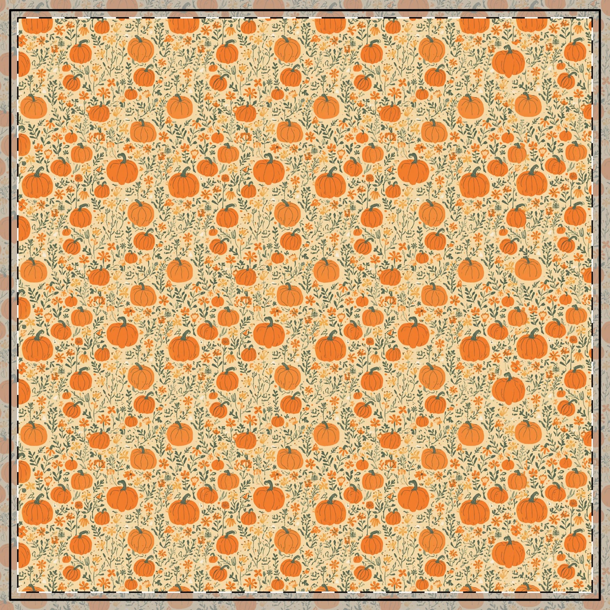 Pumpkin Garden Tablecloth, 100% Cotton Twill Tablecloth, 58" × 58" and 58" × 102" Sizes, Fall Autumn Pumpkins Design Tablecloth, Thanksgiving Tablecloth, Fall /Orange Tablecloth, Halloween Tablecloth
