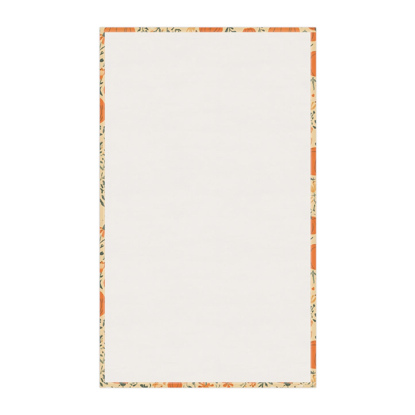 Back view of pumpkin garden tea towel on a white background