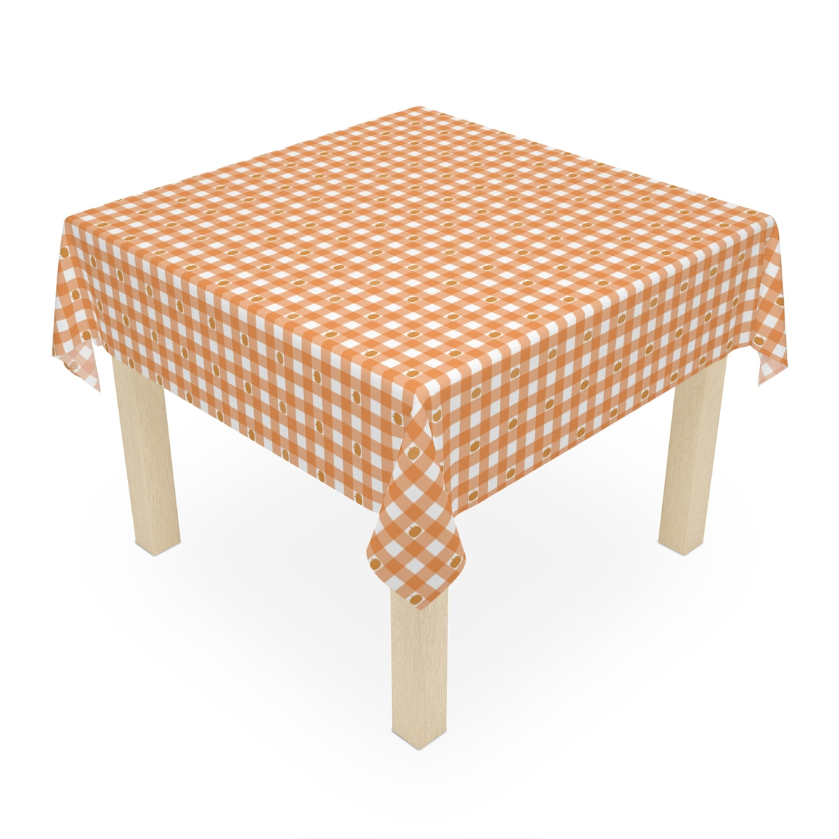 Pumpkin Gingham Tablecloth - 58" × 58" and 58" × 102" Sizes, Orange Checked Gingham Pumpkin Design Tablecloth, Orange & White Tablecloth, Orange Checked Tablecloth, Halloween Table Linen, Thanksgiving Tablecloth, Farmhouse Decor, Pumpkin Table Tablecloth