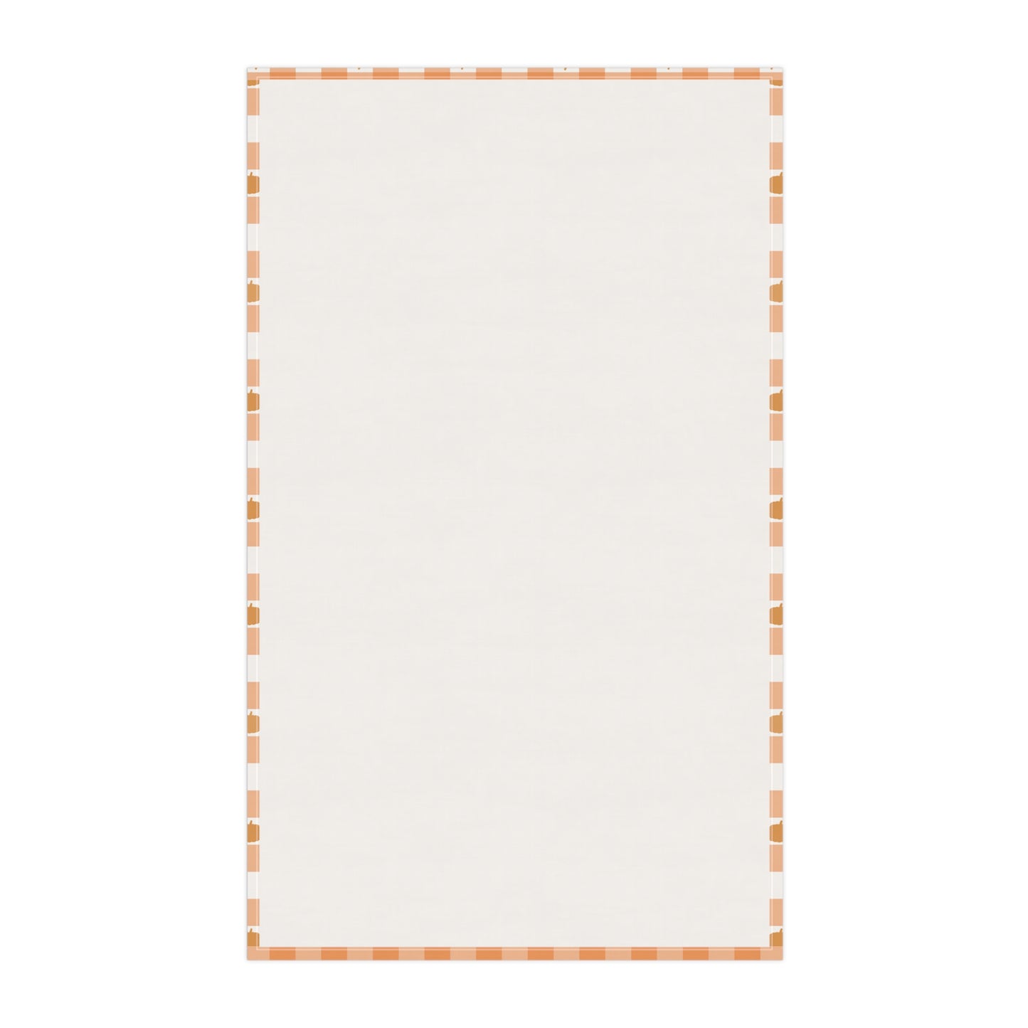 Back view of orange gingham pumpkin tea towel on a white background