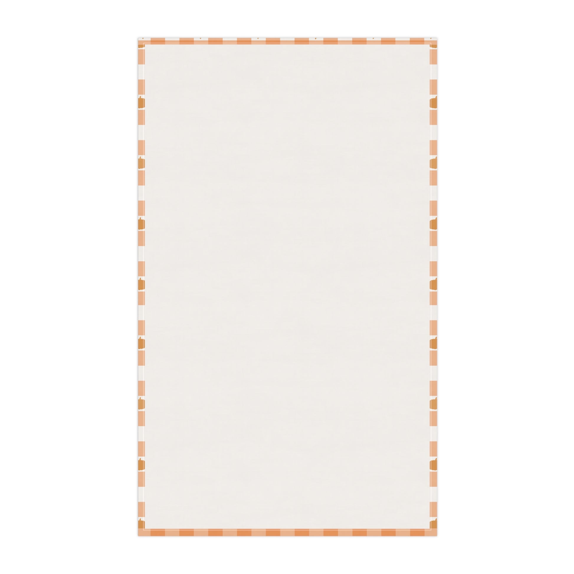 Back view of orange gingham pumpkin tea towel on a white background