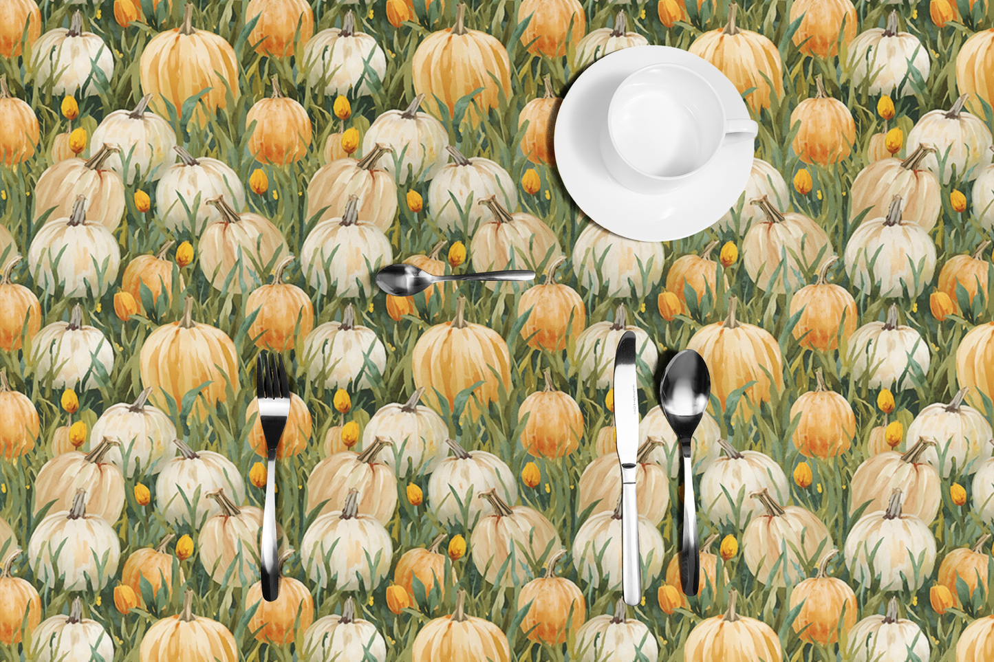 Pumpkin Patch Tablecloth - 100% Cotton Twill Tablecloth, 58" × 58" and 58" × 102" Sizes, Fall Autumn Pumpkins Tablecloth, Thanksgiving Tablecloth, Fall /Orange Tablecloth, Halloween Tablecloth