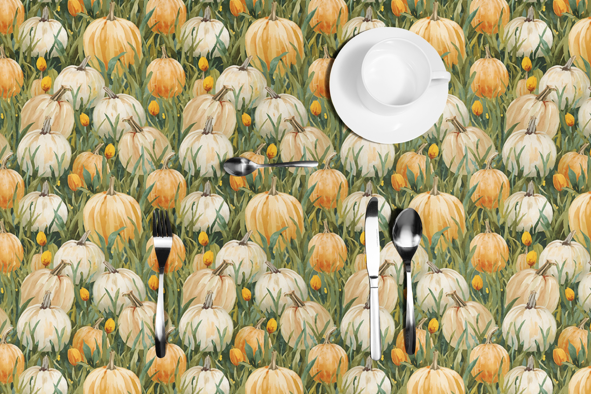 Pumpkin Patch Tablecloth - 100% Cotton Twill Tablecloth, 58" × 58" and 58" × 102" Sizes, Fall Autumn Pumpkins Tablecloth, Thanksgiving Tablecloth, Fall /Orange Tablecloth, Halloween Tablecloth