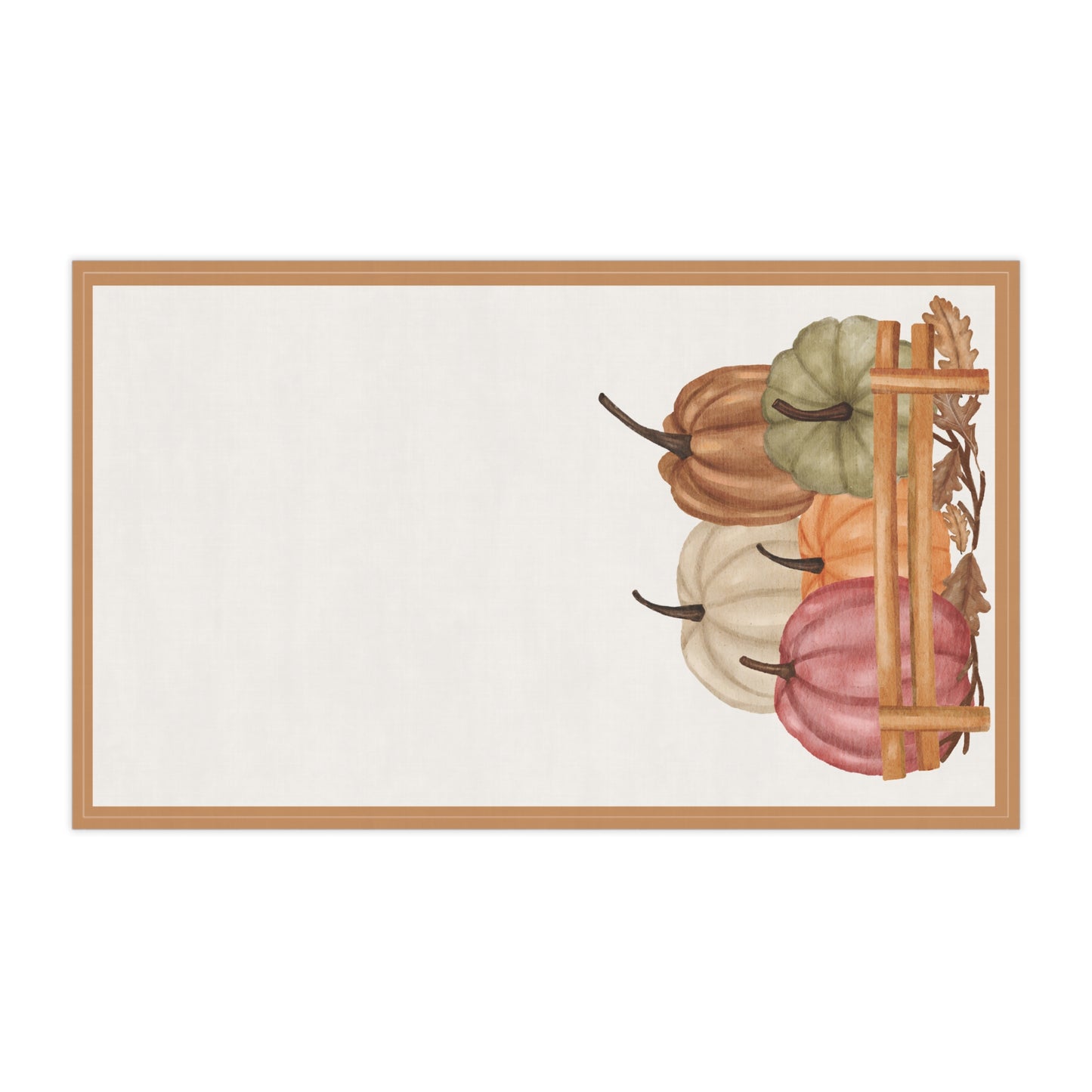 Kitchen tea towel of pumpkins on a white background