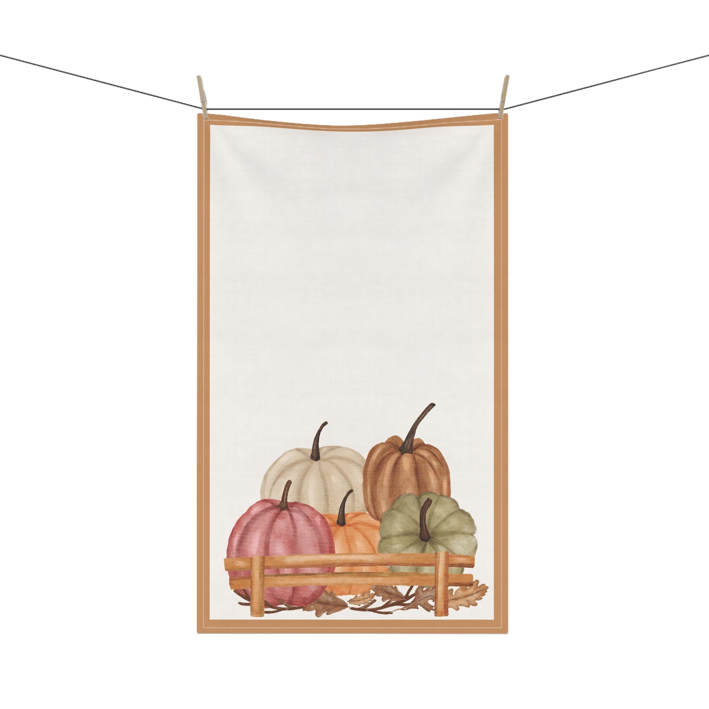 Decorative towel with pumpkins design on a white background