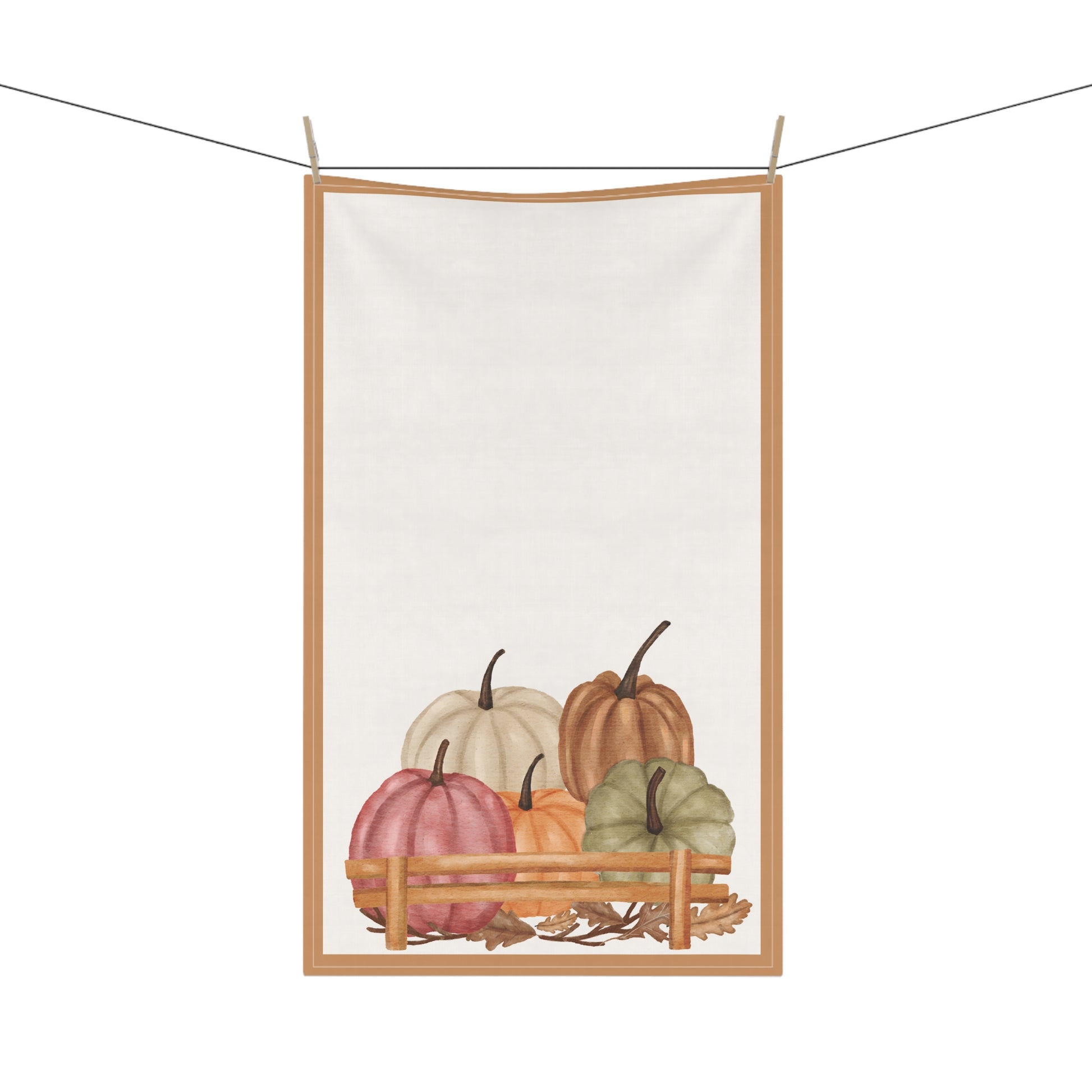 Decorative towel with pumpkins design on a white background