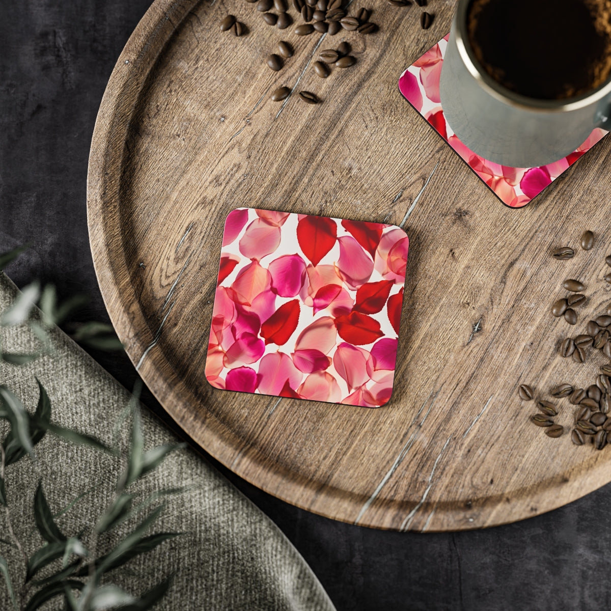 Rosewater Coasters Hardboard Back - 4 Pack
