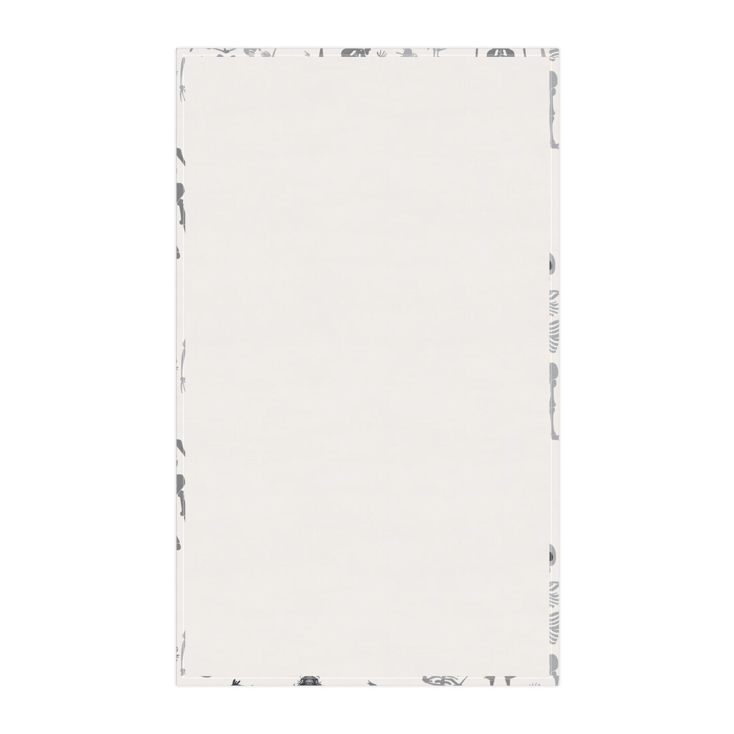 Backside view of Skeletons tea kitchen towel, on a white background