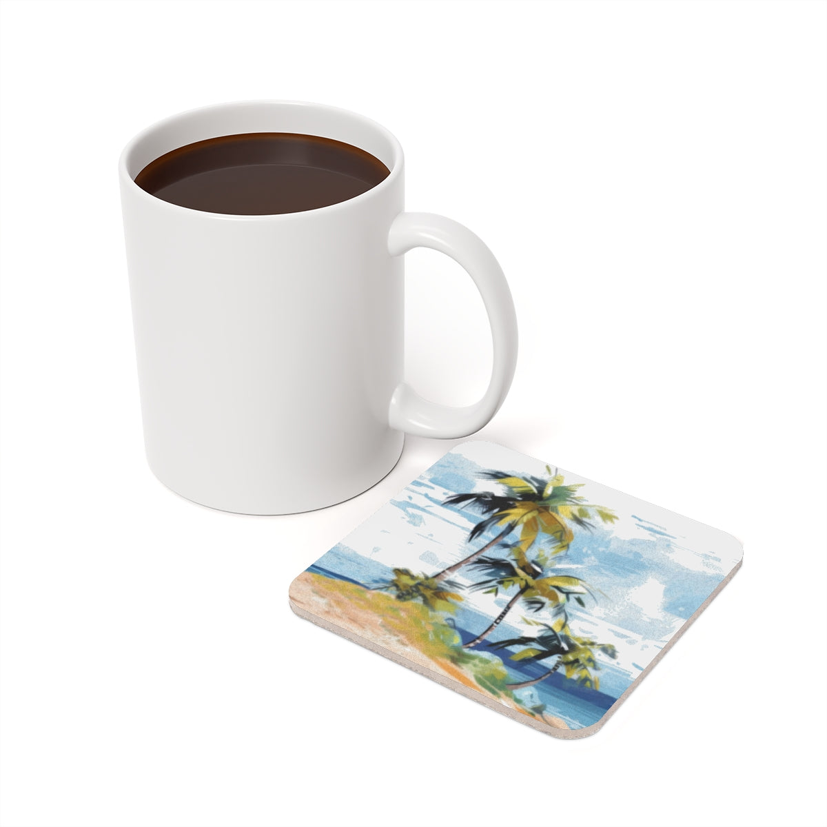 Tropical Retreat - Square Hardboard Coaster, Cork Backed  -3.75"x 3.75" - Perfect for Tropical Home Decor & Gifts - Priced per coaster
