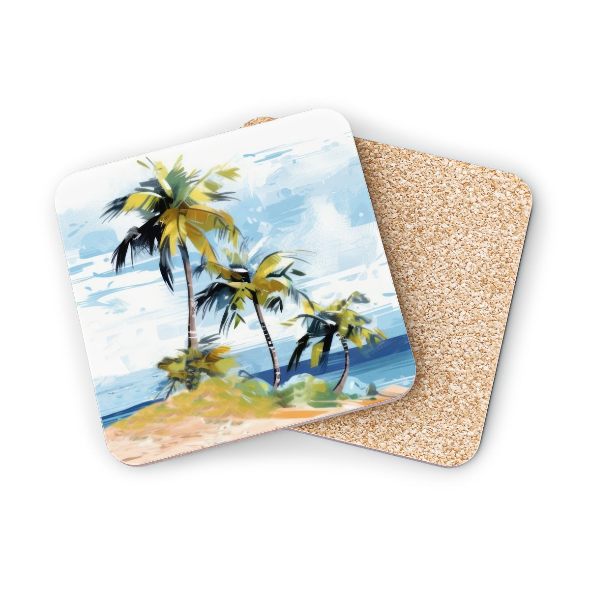 Tropical Retreat - Square Hardboard Coaster, Cork Backed  -3.75"x 3.75" - Perfect for Tropical Home Decor & Gifts - Priced per coaster