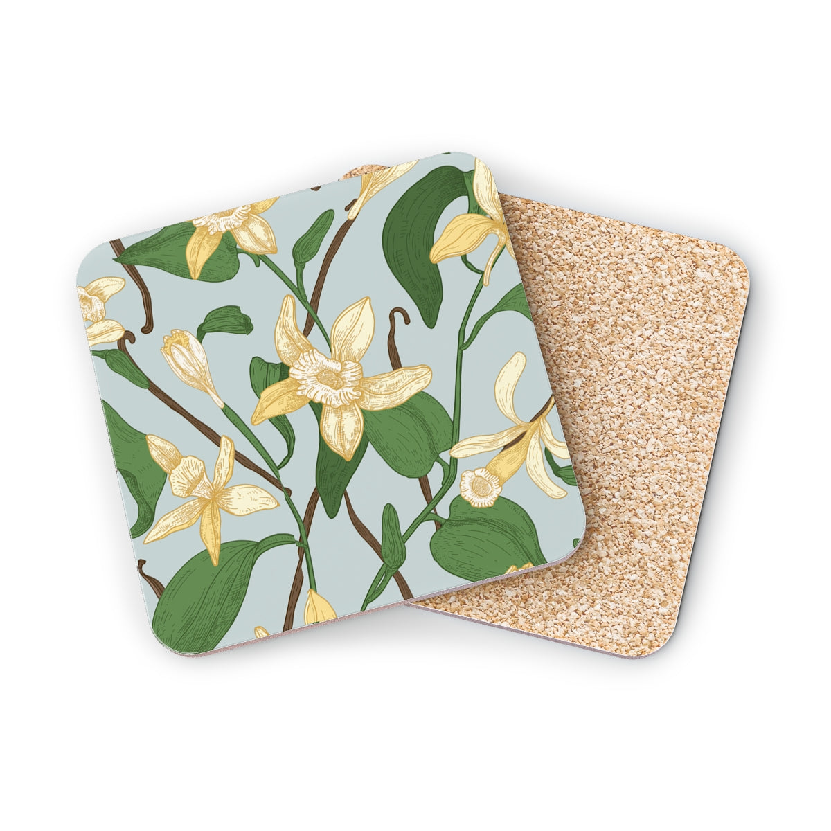Vanilla Bean - Square Hardboard Coaster, Cork Backed  - 3.75" x 3.75" - Perfect for Home Decor and Gifts - Priced per coaster