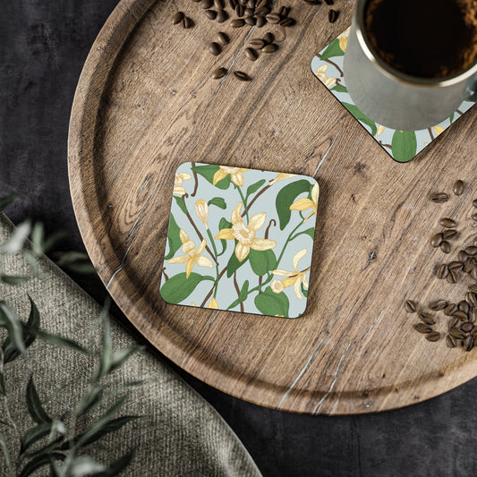 Vanilla Bean - Square Hardboard Coaster, Cork Backed  - 3.75" x 3.75" - Perfect for Home Decor and Gifts - Priced per coaster