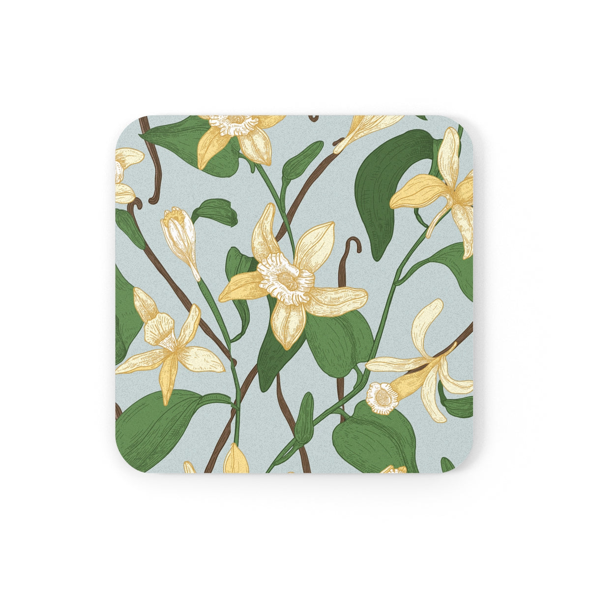 Vanilla Bean - Square Hardboard Coaster, Cork Backed  - 3.75" x 3.75" - Perfect for Home Decor and Gifts - Priced per coaster