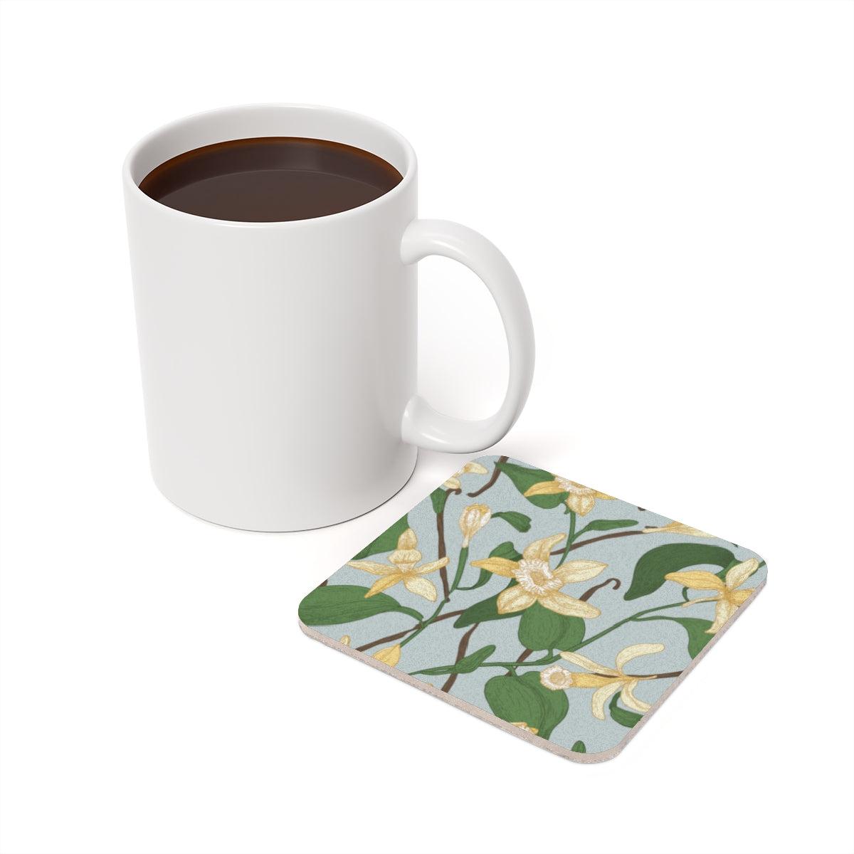 Vanilla Bean - Square Hardboard Coaster, Cork Backed  - 3.75" x 3.75" - Perfect for Home Decor and Gifts - Priced per coaster