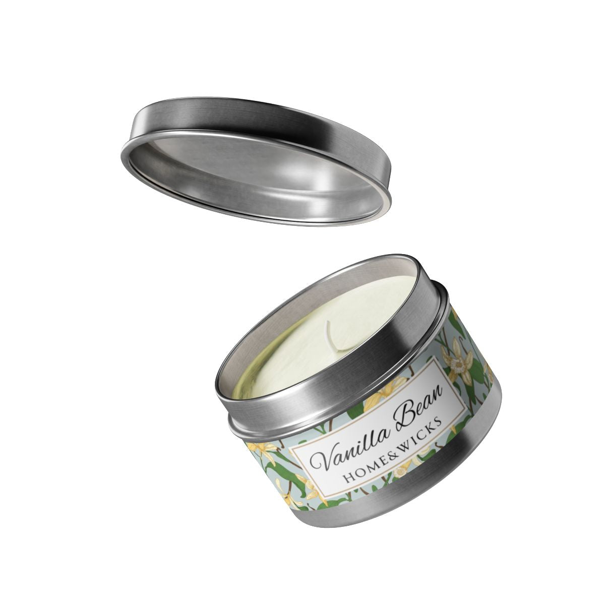 Vanilla Bean Scented Coconut Soy Wax Candle, 4 oz. Silver Tin Jar with Lid - Relaxing Vanilla Candle, Gift for Her, Vanilla Aromatherapy