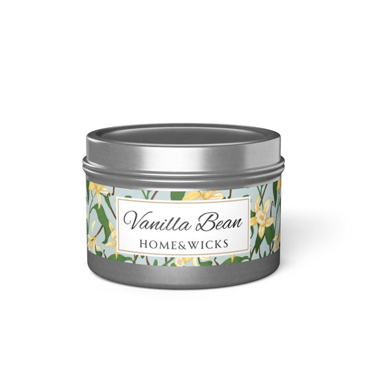 Vanilla Bean Scented Coconut Soy Wax Candle, 4 oz. Silver Tin Jar with Lid - Relaxing Vanilla Candle, Gift for Her, Vanilla Aromatherapy