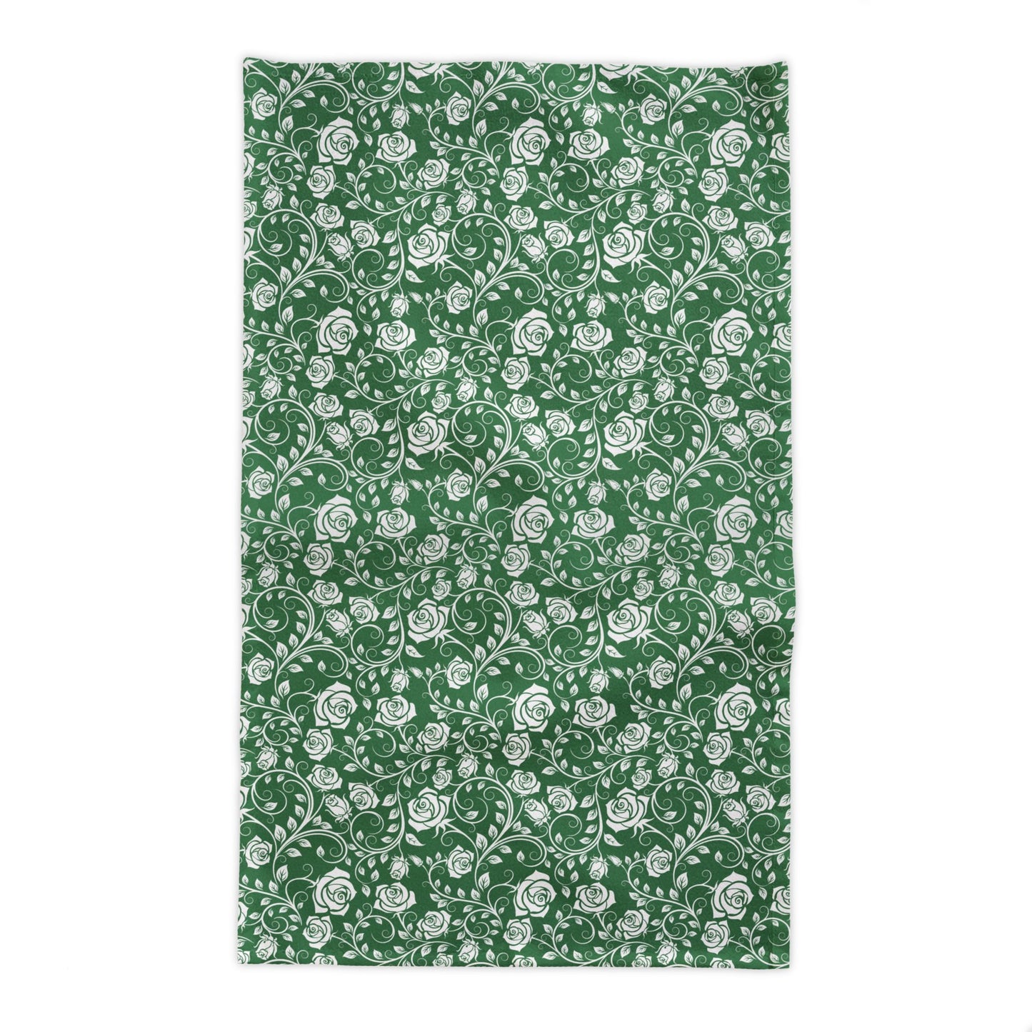 Floral pattern with white flowers on a green background rectangle tablecloth