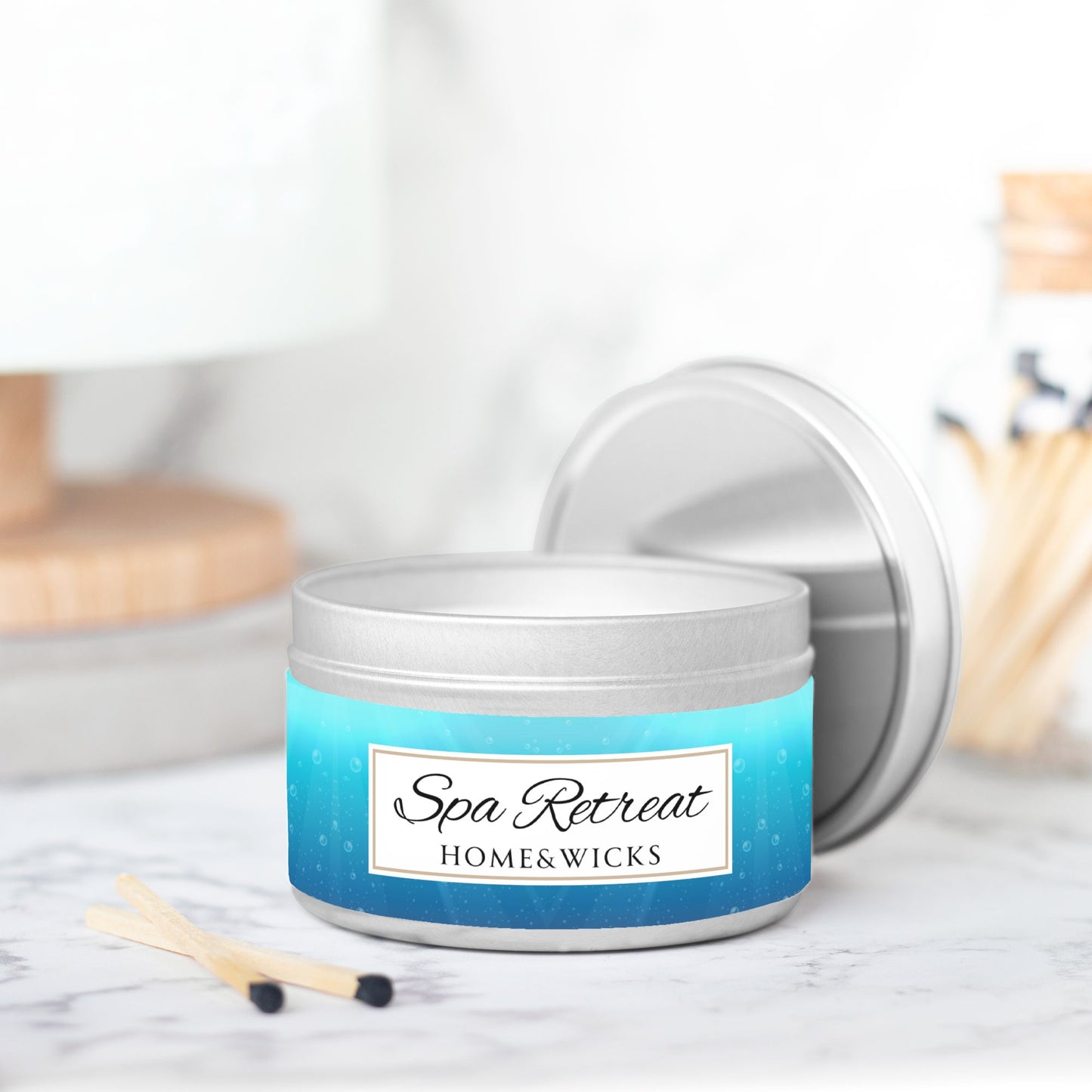 Spa Retreat Coconut Soy Wax Candle, 8 oz. Silver Tin Jar with Lid - Spa Scented Candle, Relaxation Candle, Aromatherapy
