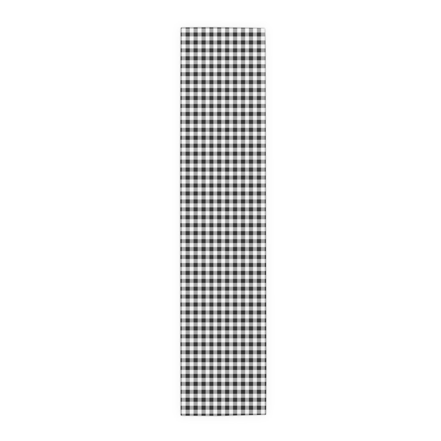 Black and white checkered gingham pattern on a white background