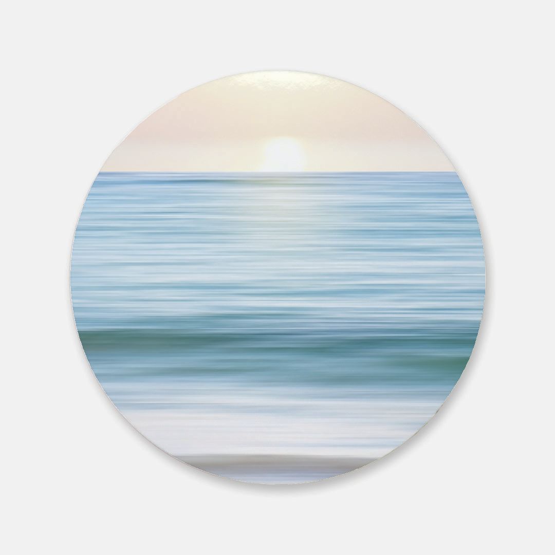 Coastal Cottage Sunset - Round Hardboard Coaster, Cork Backed  -3.75"x 3.75" - Perfect for Coastal Home Decor & Gifts - Priced per coaster