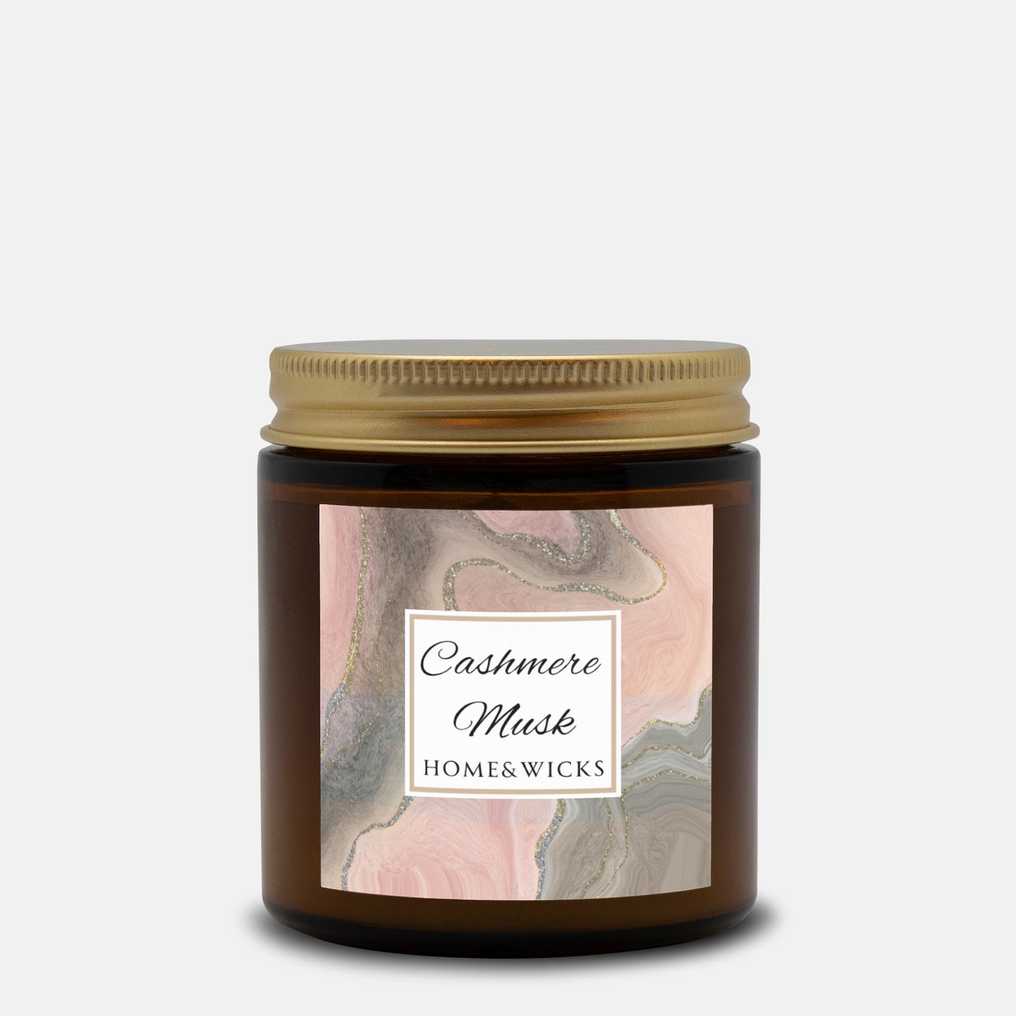 Cashmere Musk Coconut Apricot Wax Candle, 4 oz Amber Jar with Gold Lid, Cotton Wick - Luxe Scented Candle, Calming Aroma, Musk Floral Candle
