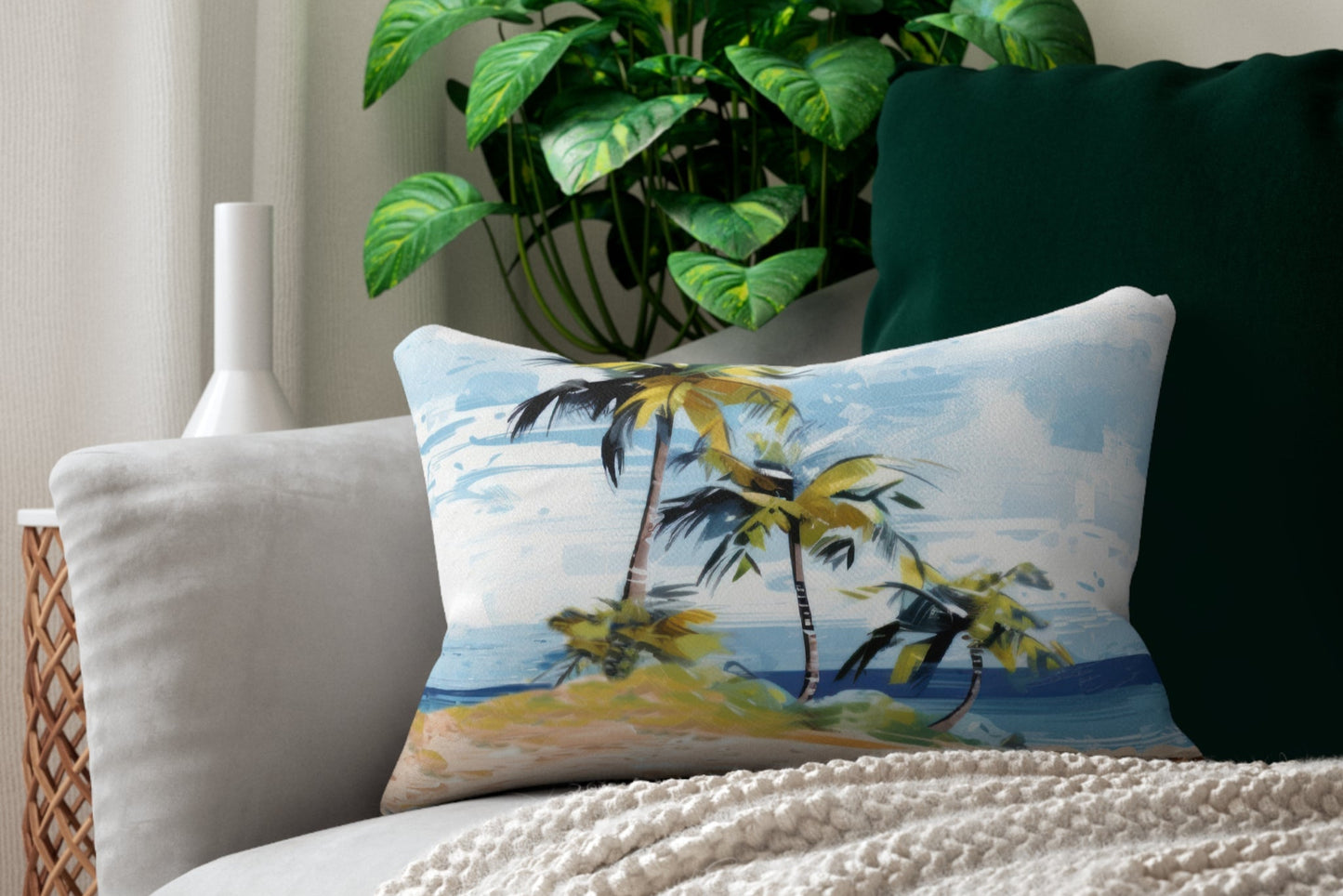 Tropical Retreat Printed  Lumbar Pillow with Insert (20" x 14") - Includes insert and zipper closure